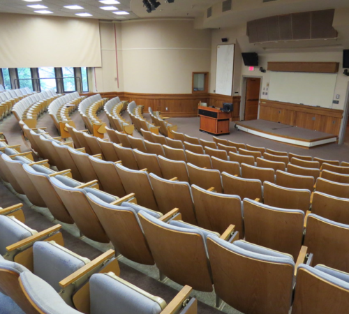 empty lecture hall front LG